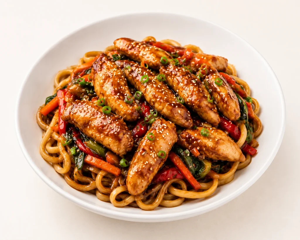 Nouilles sautées poulet sauce teriyaki