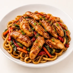 Nouilles sautées poulet sauce teriyaki
