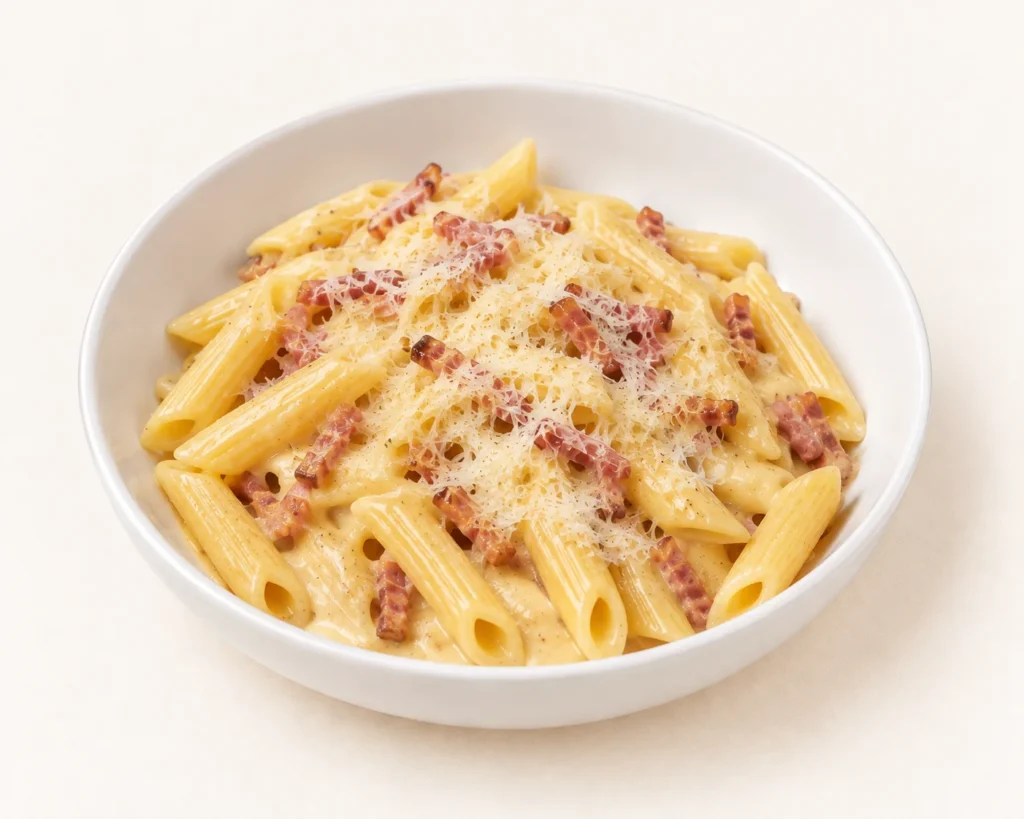 Penne sauce carbonara traditionnelle