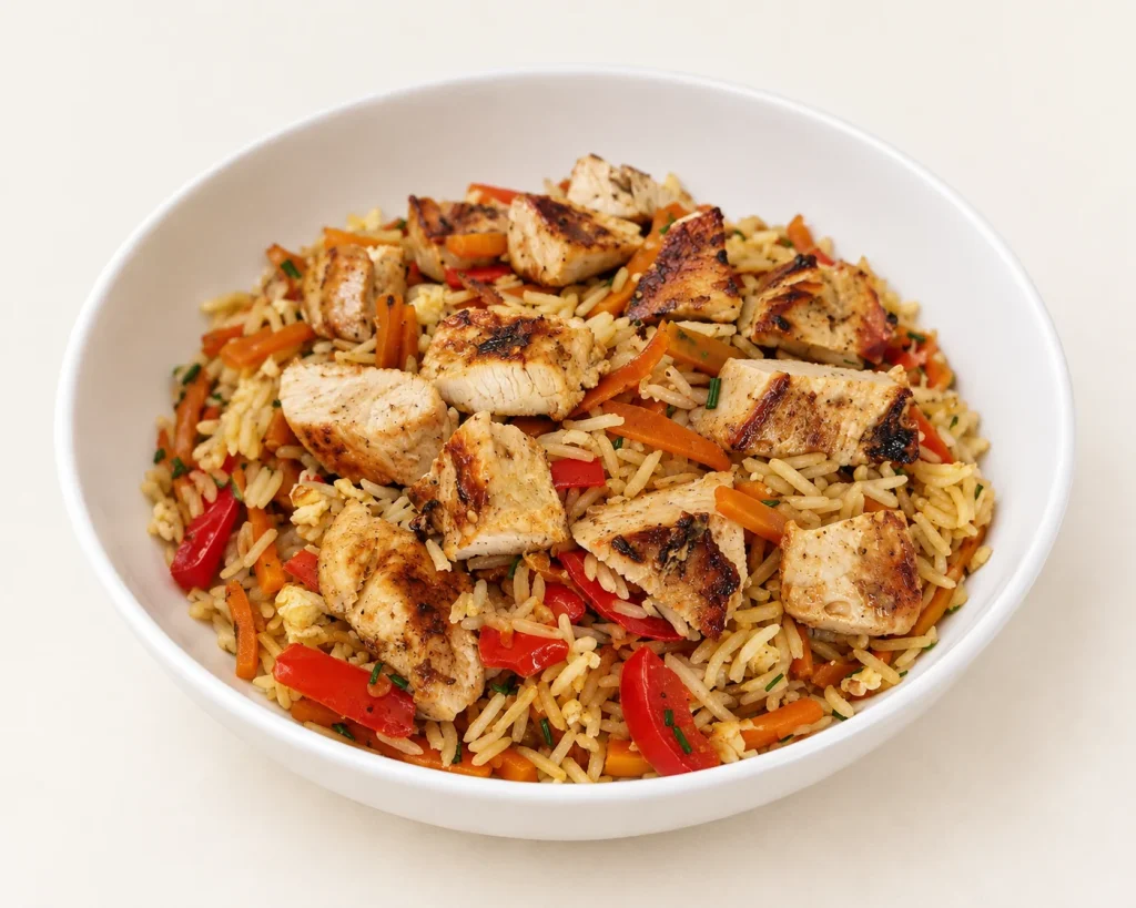 Riz sautées poulet légumes