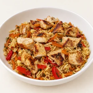 Riz sautées poulet légumes